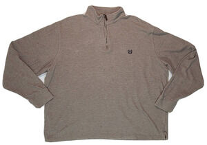 CHAPS Men's Long Sleeve 1/4 Zip 100% Cotton Pullover Gray Shirt Sweatshirt
